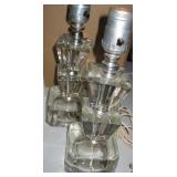 Pair of Vintage Art Deco Cut Glass Table Lamps