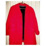Vintage Red Wool Coat w/ Zip in Lining