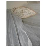 Antique Long Train Veil w/ Lace Head Band