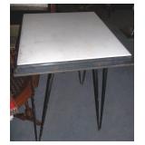 White Enamelware Table w/ Blk Trim