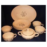 Vintage China with Tiny Teal & Gray Flowers