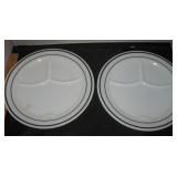 2 Vintage 9.5" Corning Divided Plates USA