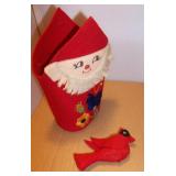Retro Felt Embroidered Bottle Holder & Cardinal