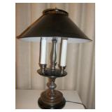 Vtg Bouillotte Style Blk Metal Table Lamp
