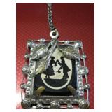 Vintage Ornate Carved Glass Silhouette Pendant