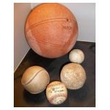 Basketball, Vtg Softballs & Baseball Glove
