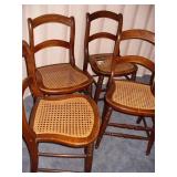 4 Antique Cane Seat Dining Chairs