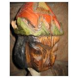 Carved Wooden Tribal Fireplace Tool Holder
