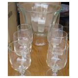 Vintage Wine Bottle Chiller & 6 Stemware