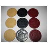 9 Vintage Rams Head Clay Poker Chips