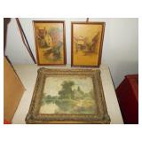 Vtg Prints & Gesso Gold Frame