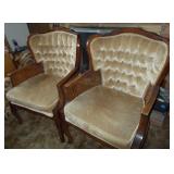 2 Mid Century Tufted Wingback Chairs