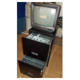 Blk 2 Drawer File Cabinet & Mini TV
