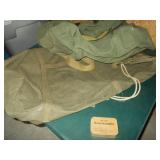 Vtg Military Tin & 2 Canvas Duffel Bags