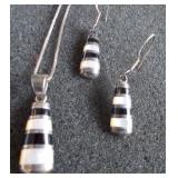 .925 Sterling & Mother Of Pearl Necklace Set