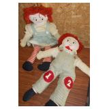 Vtg Handmade Raggedy Ann & Andy Dolls