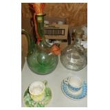 Hand Blown Italian Wine Decanter + Tea Cups