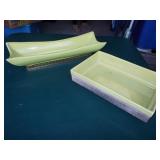 Vtg Green Ceramic Planters