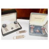 Vtg Dante Jeweled Cuff Links & Tie Tacs