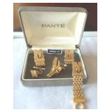 Vtg Dante Monogram M Tie & Cuff Links