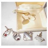 Vtg Goldtone & Silver Tie, Tac Pins & Cuff Links
