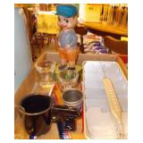 Vtg Bar Wee Willie, Alum. Ice Tray & Shot glasses+