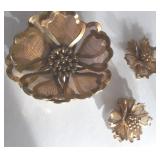 Vtg BED Brooch & Earring Set