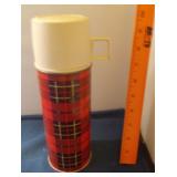 Vtg 1964 Red Plaid Thermos