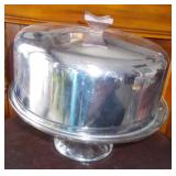 Vtg MCM Cake Cover & Glass Pedestal Plate