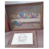 Framed Last Supper Puzzle & Jesus Drawing