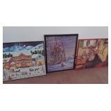 3 Winter Framed w/ Glass Puzzles