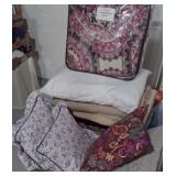 Twin Comforter, Pillows, Flannel Blankets+