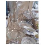 Crystal Vase, Bowls,  Creamer & Gravy Boat+