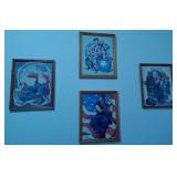 4 Framed Norman Rockwell Paint by Numbers