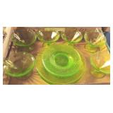 Vtg Uranium Glass Sherbert & Dessert Dishes