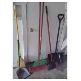 Brooms, Dust Pan, Snow Shovel, Rake