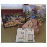 2 Framed Puzzles, Shower Curtains, Hooks & Liners