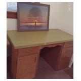 Hand Built Retro Desk & Scenic Framed Puzzle
