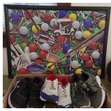 Framed Golf Puzzle & 3 Pair Sz 11 Sneakers