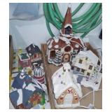 Lighted Christmas Barn, Candy House, Church+