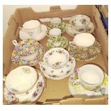 Reversed Bone China+ Teacups & Saucers