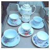 China Tea Pot & Several Teacups w/ Saucers