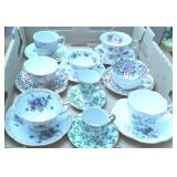 Reversed Bone China+ Teacups & Saucers