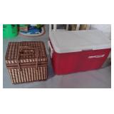 Coleman Cooler & Wicker Picnic Basket