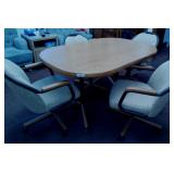 Dining Table w/ 4 new Rolling Chairs