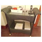 Lloyd Flanders Rolling Wicker Serving Cart