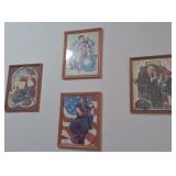 4 Framed Norman Rockwell Paint by Numbers