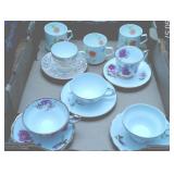 Vtg Gold Rimmed & Floral China Tea Cups
