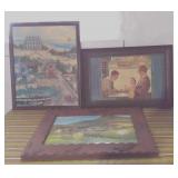 Handmade Framed Painting & 2 Puzzles