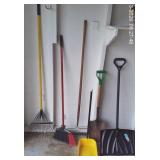 2 Rakes, Snow & Garden Shovel, Broom & Dust Pan